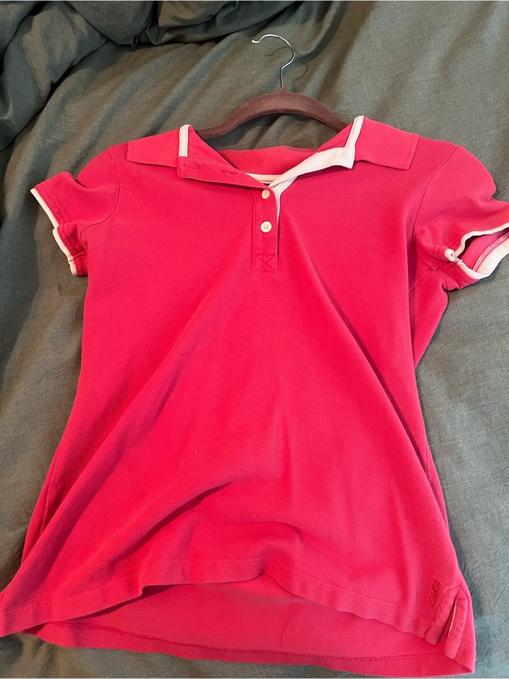 Esprit Pink Short-Sleeve Polo with White Trim